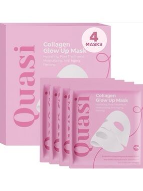 Quasi Bio-Collagen Glow Up Mask 4 Pk NEW Firming Smoothing Face Mask